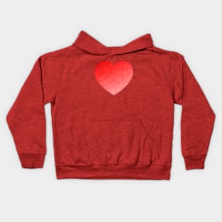 Red gradient geometric mesh pattern heart Valentines day love Kids Hoodie